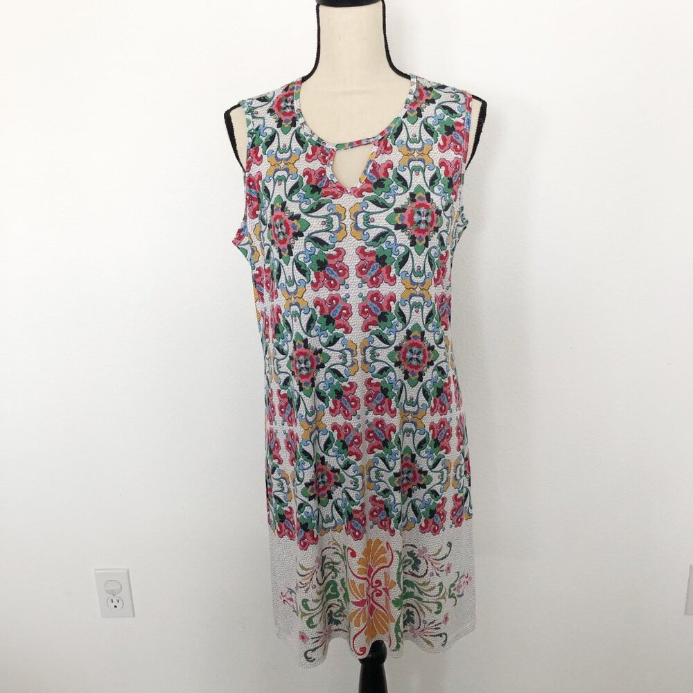 ISLE by Melis Kozan Sleeveless Colorful Mosaic Shift Dress Womens Medium
